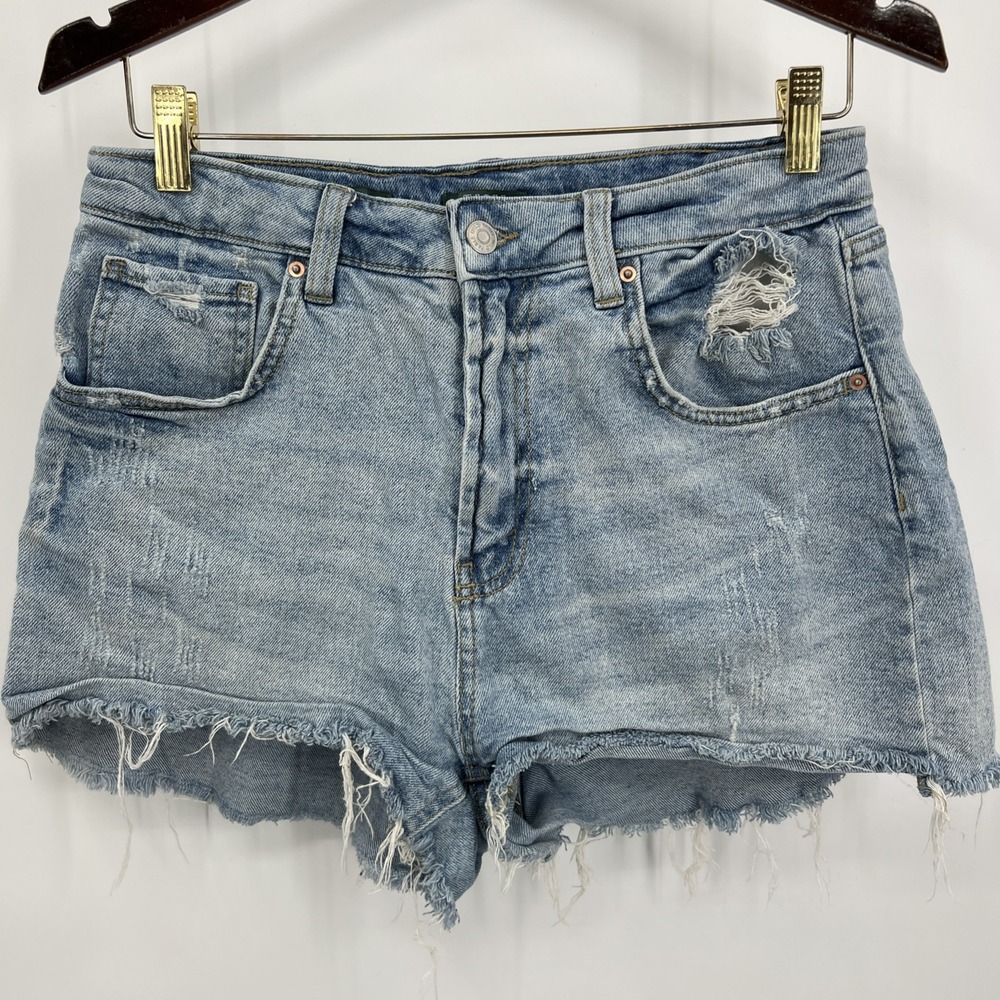 Highest Rise Denim Cutoff‎ Micro Shorts Button Fly Distressed 10